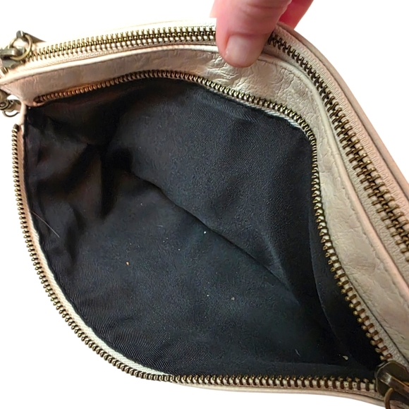 Elliott Lucca Ivory Leather Crossbody Bag Slim Shoulder Purse Minimalist Neutral - Picture 11 of 15